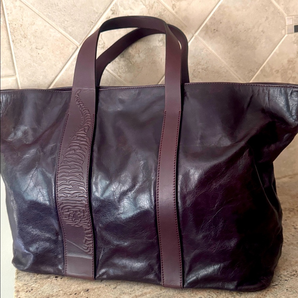 Roberto Cavalli Tiger Large Freedom Leather Tote New